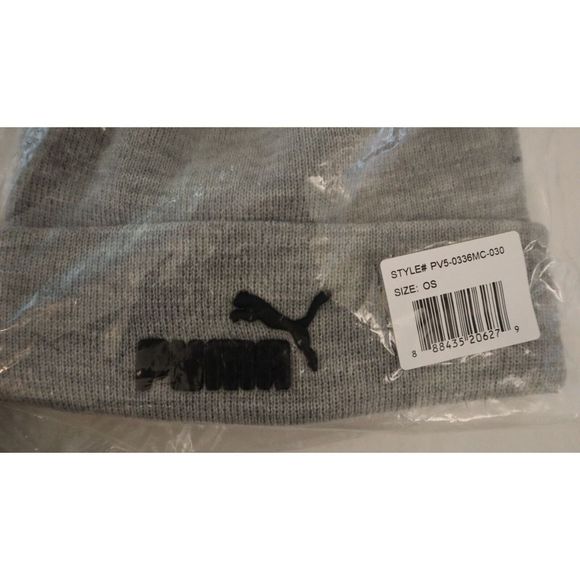 Puma PV5-0336MC-030 Men's One Size Gray Vermont Marled Cuffed Beanie - Picture 3 of 6